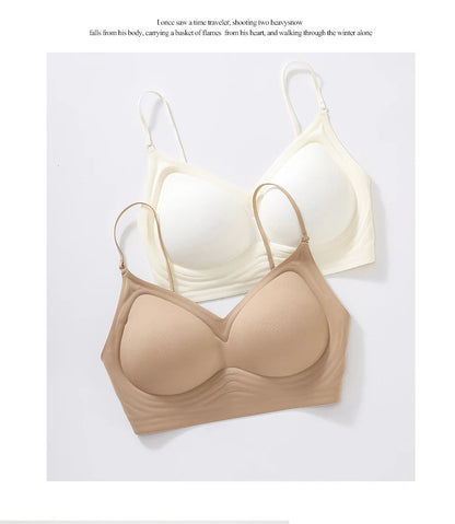 FINETOO Women's 3 Ways to Wear Halter Neck Backless Bralette Seamless Thin-Strapped Gather Bra Female Sexy Solid Color Underwear