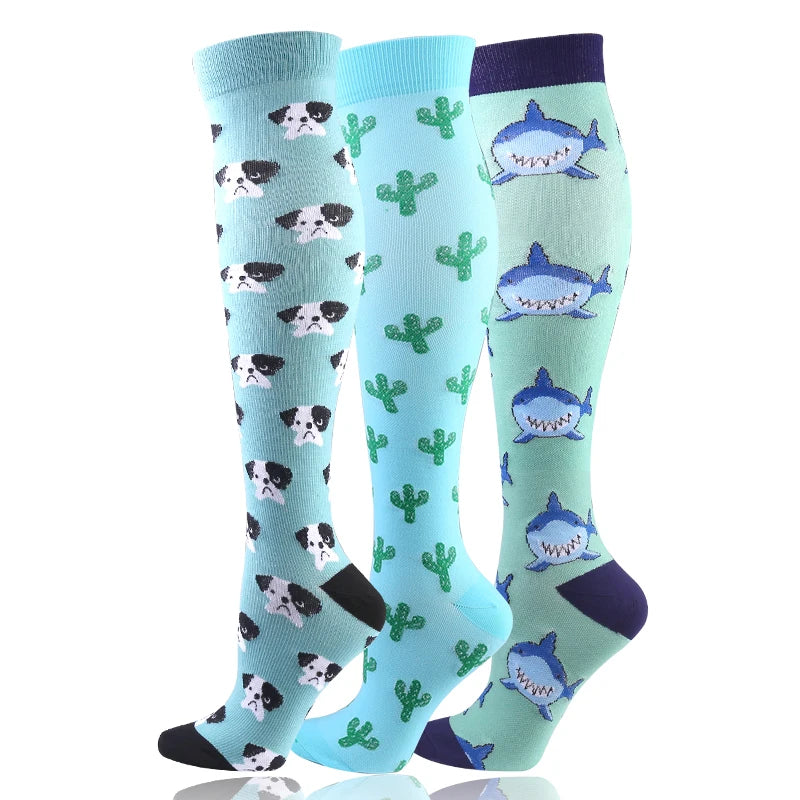 58 Styles 3 Pairs/Pack Compression Socks Knee High 30MmHg  Women Men Sports Socks Edema Diabetes Varicose Veins Running Socks