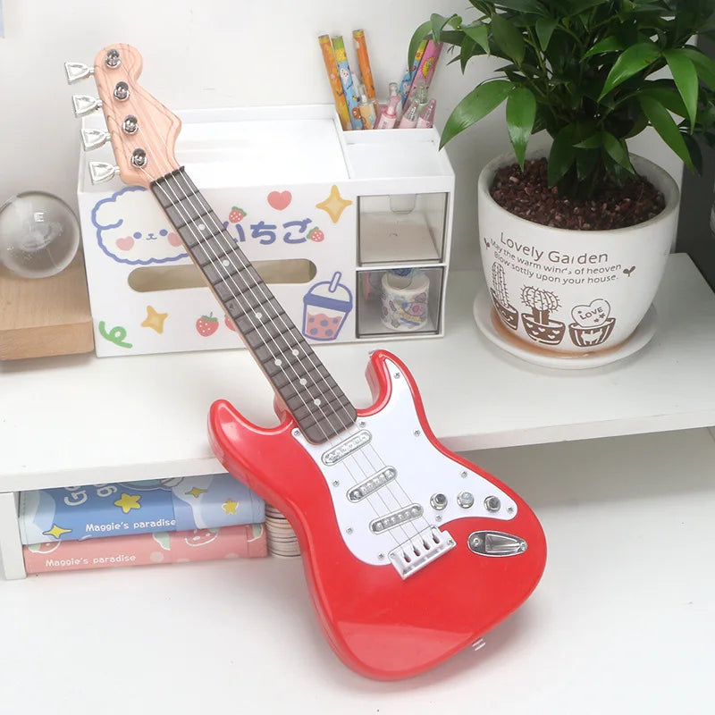 4-string Children Electric Guitar Toy with Music Light Beginner Electric Guitar Ukulele Children's Toy Musical Instrument Gift