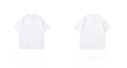Beige 300g Heavyweight Cotton T-shirt, Loose Summer Round Neck Basic Tee for Men & Women