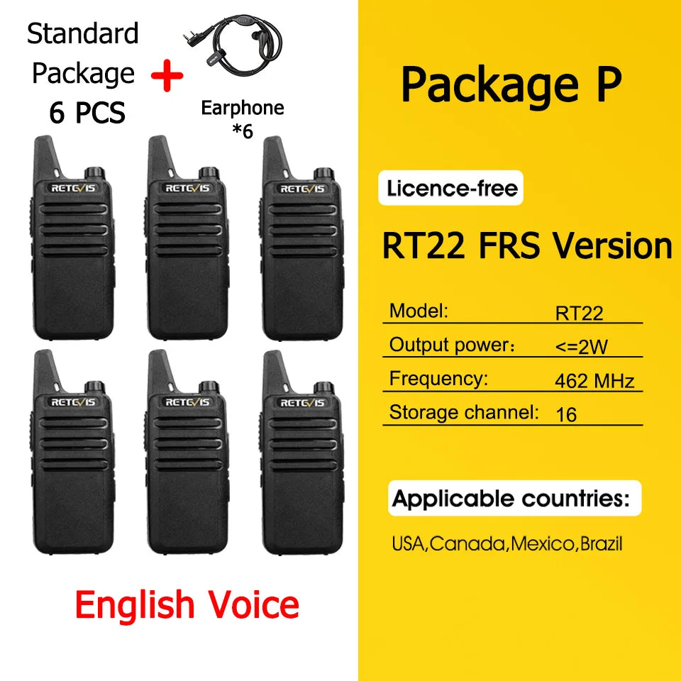 Retevis RT622 Mini Walkie Talkie 4 Pcs Walkie-talkies PMR446 FRS Portable Two Way Radio Communication Radio for Restaurant Hotel