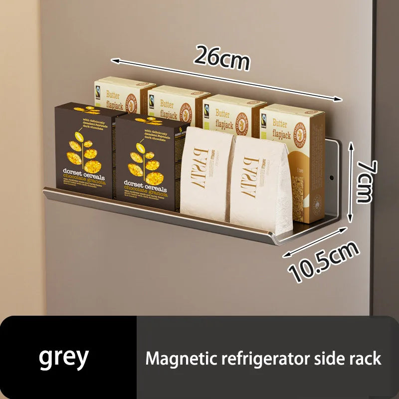 Magnetic Kitchen Refrigerator Storage Rack Without Punching Wall-mounted Condiments Spice Shelf Household Organizer