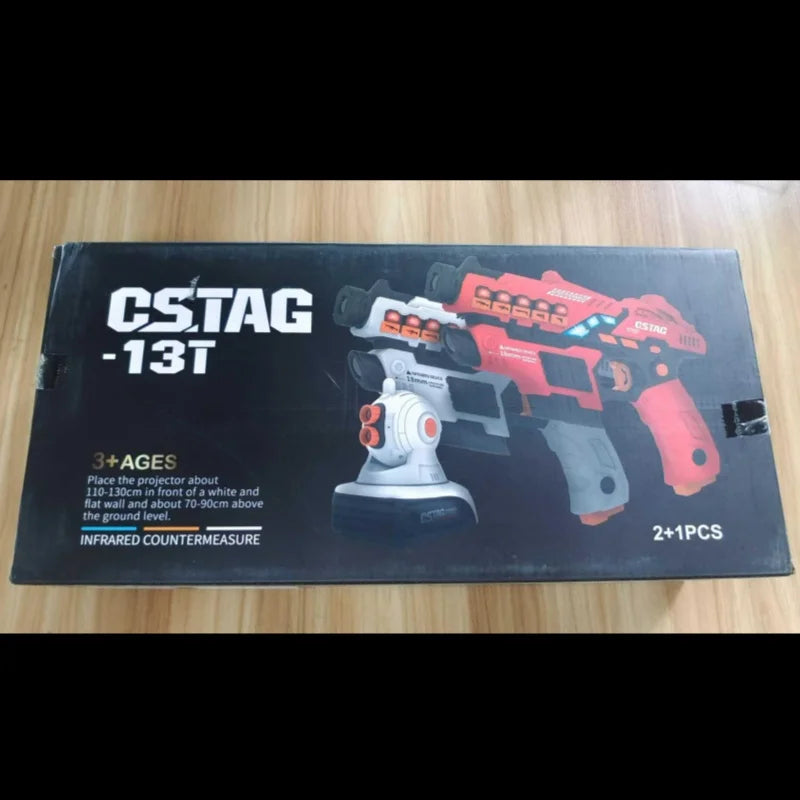 CSTAG Projector Shooting Game Guns Set New Kids Gifts Science&Imagination Toy For Boys Laser Tag Infrared Pistol Guns Game Toys
