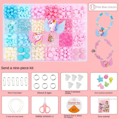 Arts Crafts DIY Handmade Beaded Kit Jewelry Set Handmade DIY Making Beads Kit DIY Creative Beads for Children Girl