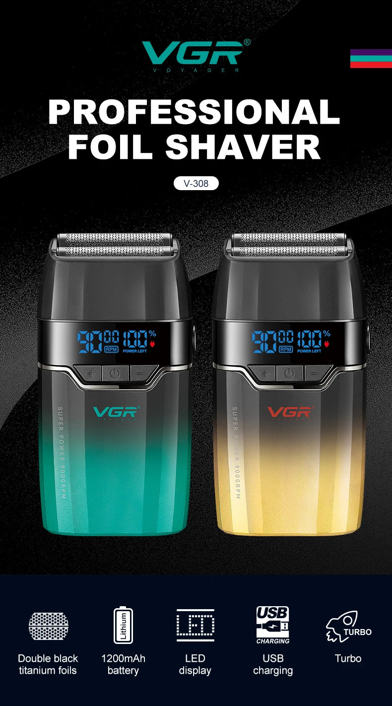 VGR Face Shaver Professional Hair Trimmer Mini Shaver Cordless Beard Trimmer Adjustable Barber Hair Clipper V-906 V-003 V-308