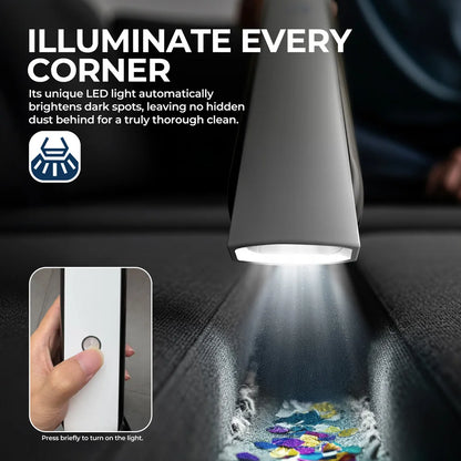 Handheld Vacuum Cleaner with LED Light, Portable Car Cordless Vacuum Cleaner with Powerful Suction and 7 Nozzles, Blowing, White