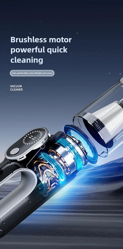Wireless Portable Brushless Vacuum Cleaner, Multifunctional High Power Mini Handheld Vacuum & Dust Blower 2-in-1 for Household Sofa Keyboard Car Interior Cleaning