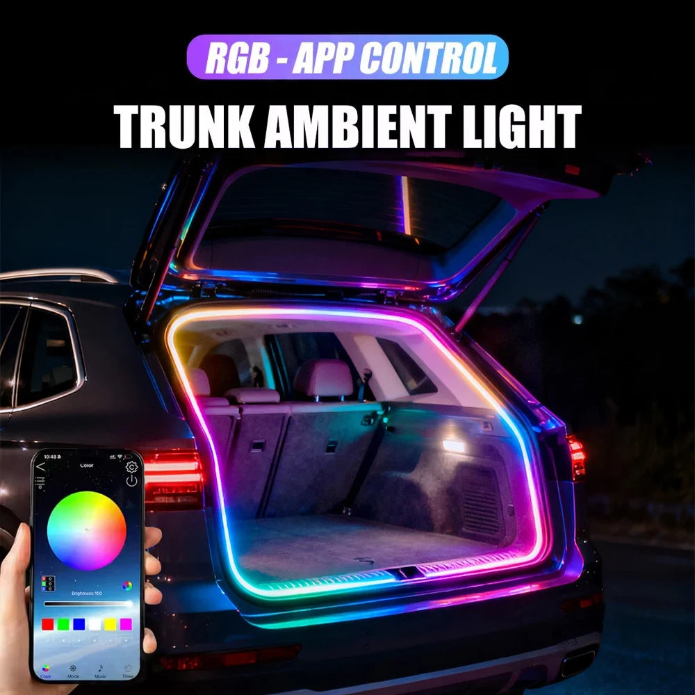 New car universal trunk and trunk lights with colorful lighting APP control LED ambient light RGB decorative light