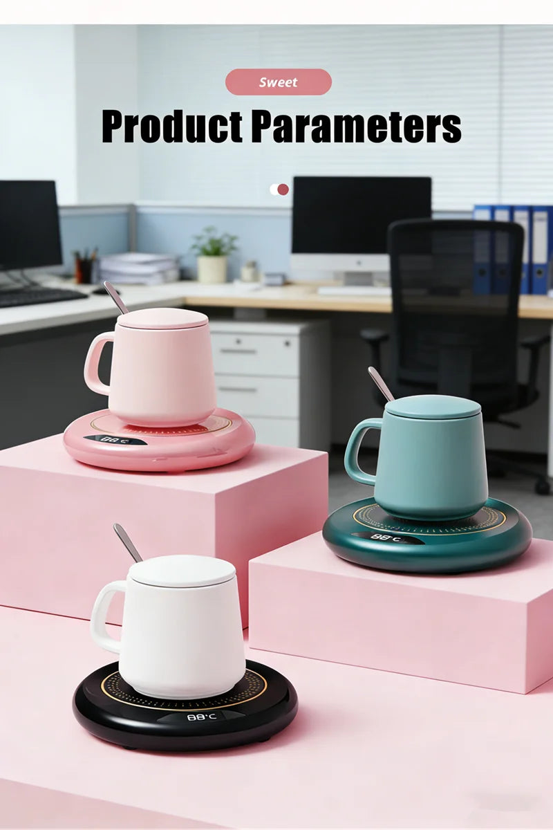 USB Thermostatic Heating Coaster for Home 3-Speed Adjustable Constant Temperature 55-65-75 Degrees Cappuccino Warmer