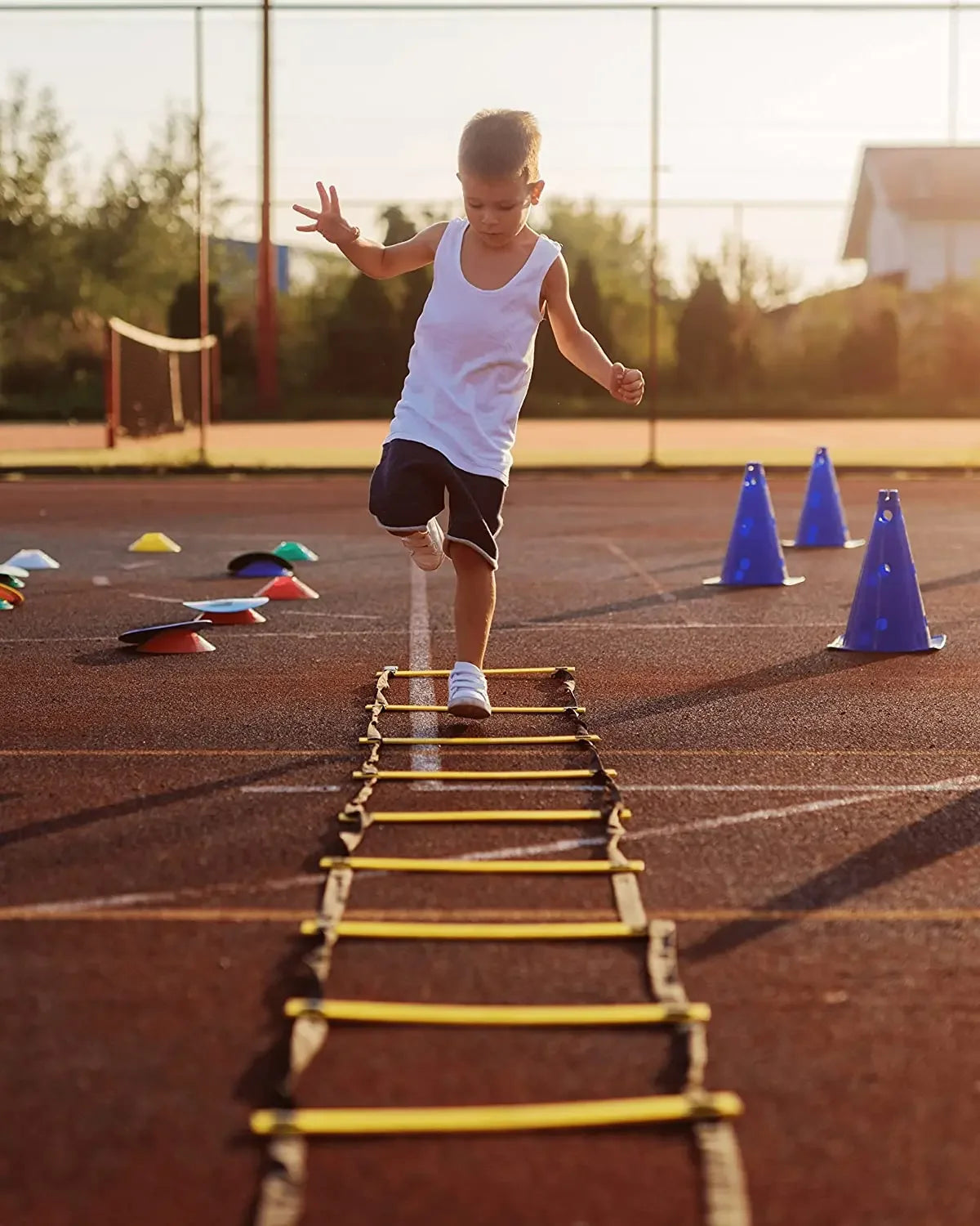 Agility treniruočių kopėčios vaikams, greičio lavinimo priemonė, futbolo ir koordinacijos lavinimo įrankis
