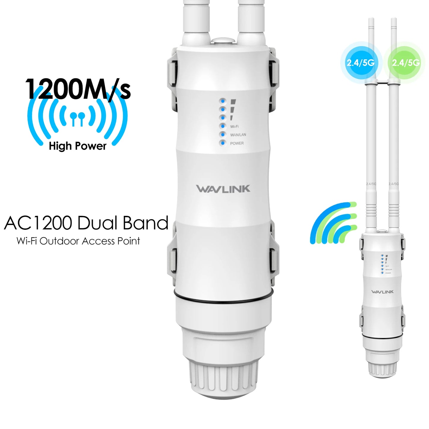 Wavlink High Power AC1200/600/300 Outdoor Wireless WiFi Repeater AP/WiFi Router Dual Dand 2.4G+5Ghz Long Range Extender POE