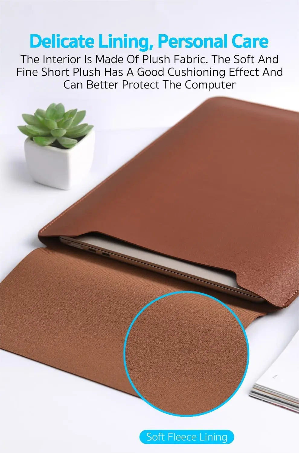14-16 inch PU Leather Laptop Sleeve Bag Protective Case Cover Laptop Sleeve Case for MacBook Air 15 2023-2025 Pro 16 2021-2024