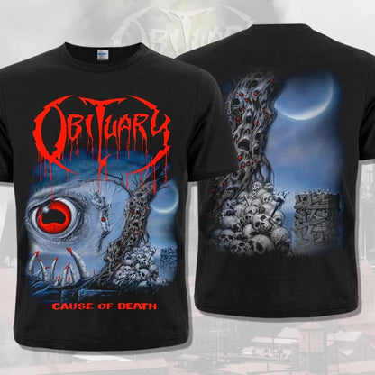 American Black T-shirt Obituary Cause of Death 1990 Cruel Death Metal Summer New Vintage Fashion Men and Women Streetwear