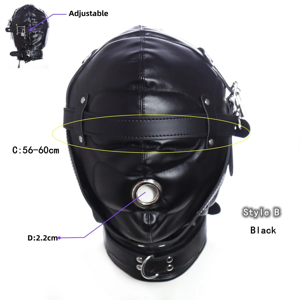 Erotic Fetish Costumes of Leather Bdsm Bondage Hood Mask with Mouth Hole for Couples Adults Slave Rolplay Flirting Games