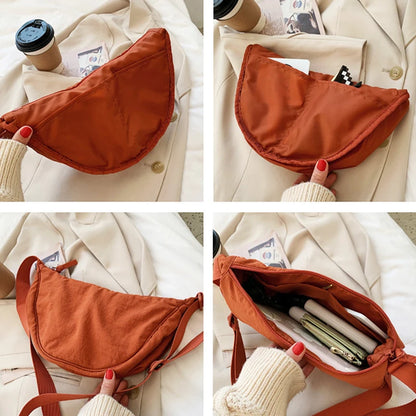 Nylon Hobos Chest Shoulder Dumpling Bag Large Capacity Travel Crossbody Half Moon Belt Messenger for Women Bags Wholesale