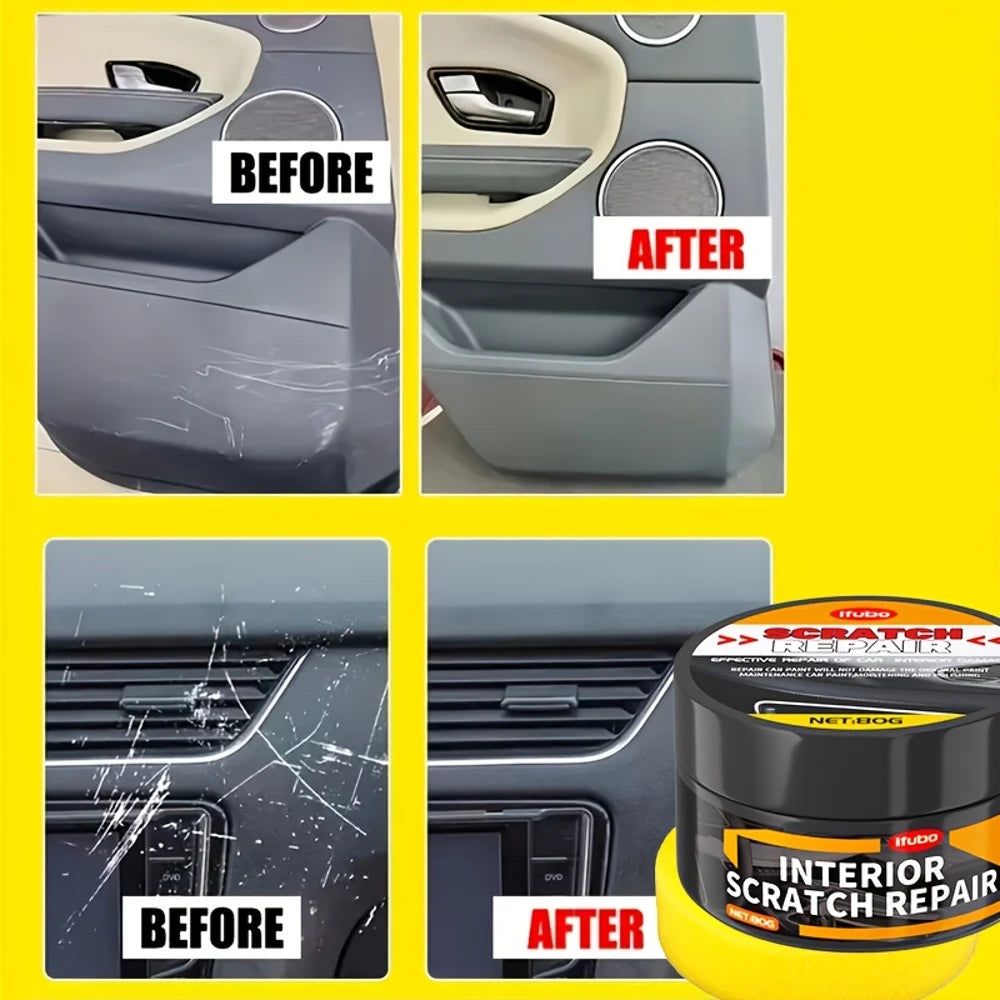 IFUBO 80G Black Car Interior Scratch Repair Wax Plastic Polish Restorer for Dashboard Door Panels Trunk Console