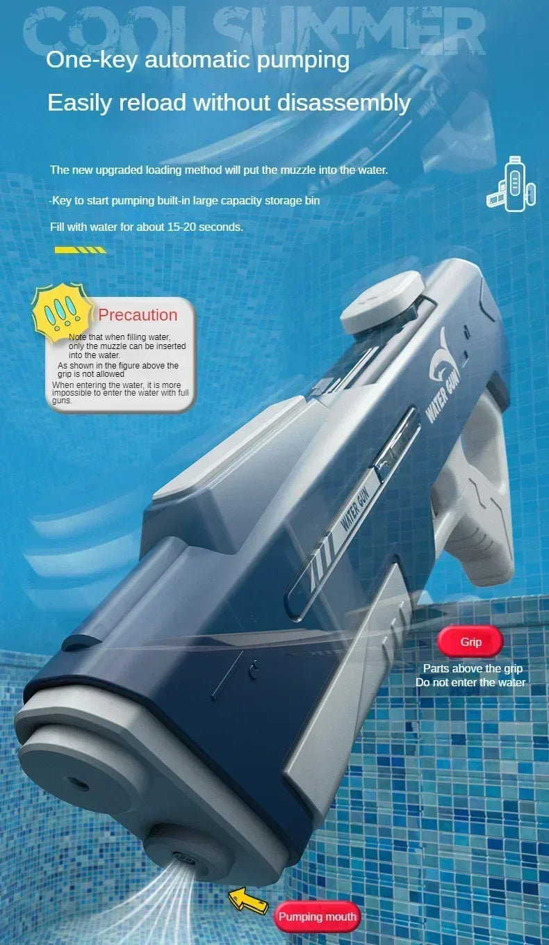 Kids Electric Water Gun Toys Summer Outdoor Beach Pool Garden Fight Games High Pressure Automatic Bursts Watergun Children Gifts