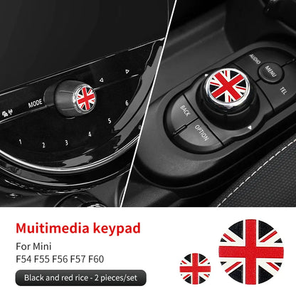 Central Control Volume Multimedia Button Knob Sticker for MINI Cooper F55 F56 F57 F60 Countryman Leather Car Interior Styling