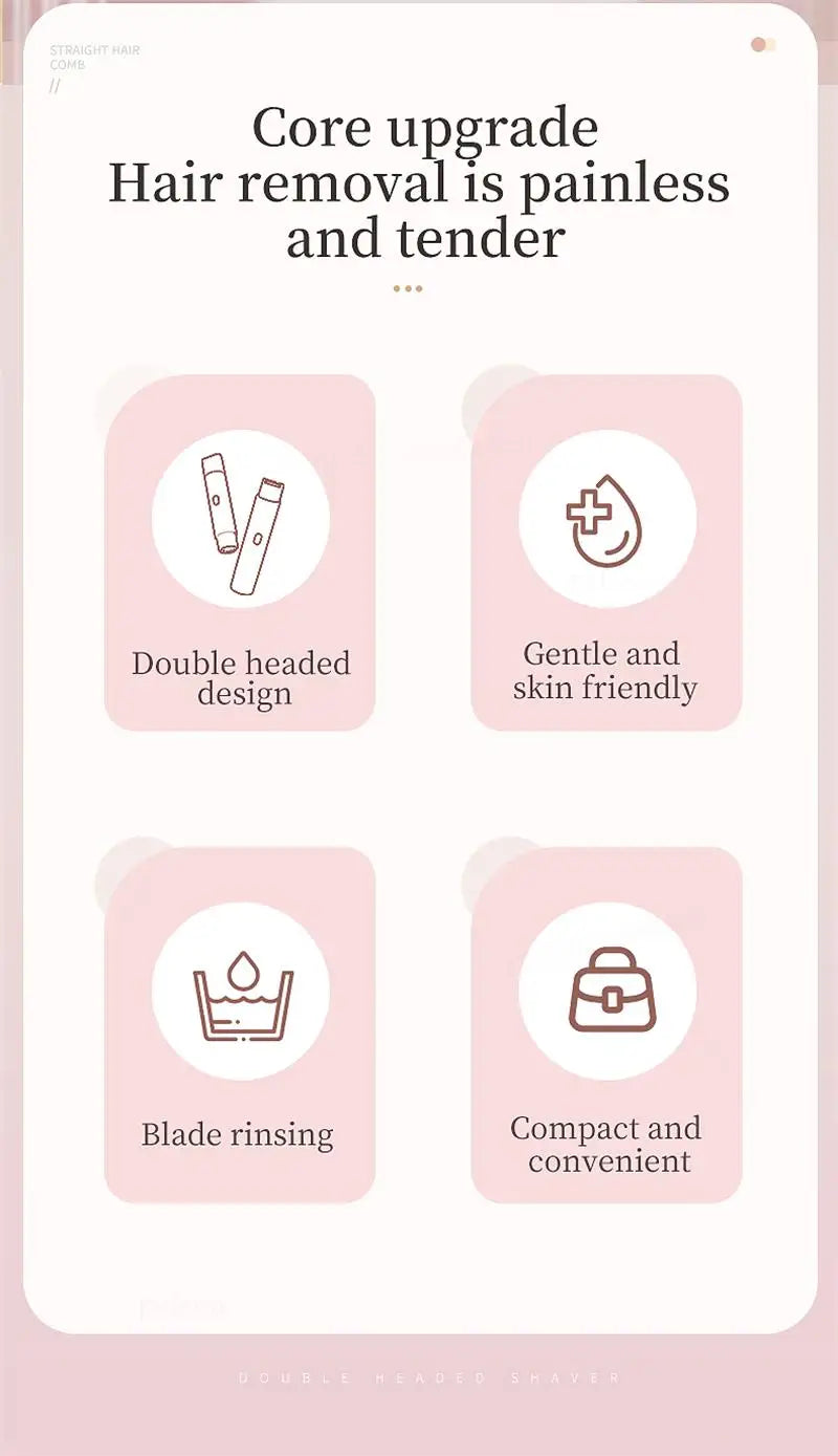 Electric Razor for Women Bikini Underarm Lady Facial Razor Waterproof Double Head Hair Removal Epilator Electric Female Trimmer
