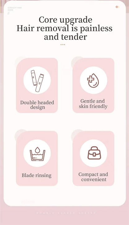 Electric Razor for Women Bikini Underarm Lady Facial Razor Waterproof Double Head Hair Removal Epilator Electric Female Trimmer
