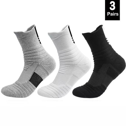 6/3/1 Pairs Men's Compression Socks Breathable Basketball Sports Cycling Socks Moisture Wicking High Elastic Tube Socks