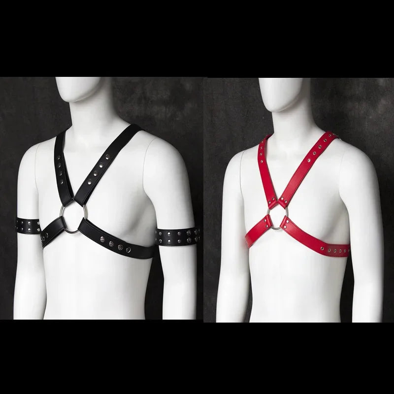 Fetish Men Leather Arm Harness Belt BDSM Gay Body Bondage Sex Lingerie Arm Harness Strap Sexual Gay Clothes for Stage Rave Club