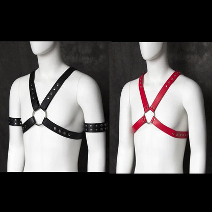 Fetish Men Leather Arm Harness Belt BDSM Gay Body Bondage Sex Lingerie Arm Harness Strap Sexual Gay Clothes for Stage Rave Club