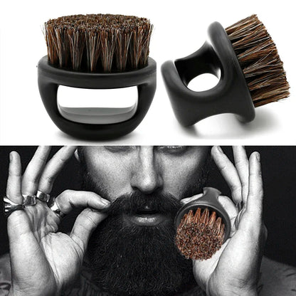 Pro Hairdresser Dust Brush Anti Static Boar Bristle Ring Beard Comb Salon Hair Sweep Brushes Shaving Facial Men's Mustache Brush