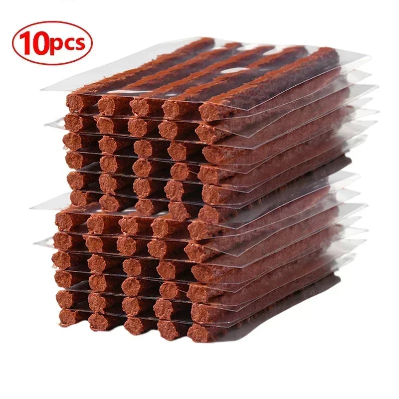 Universal Car Bike Motorcycle Tire Repair Kit - Pro Tubeless Puncture Fix Set w/Studding Tool & Strips Glue Free All Vehicles