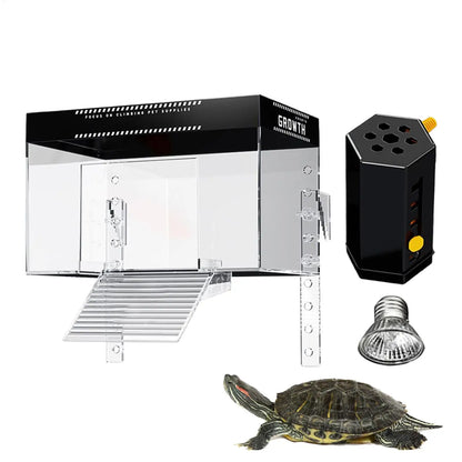 Over Tank Turtle Basking Land Pet Turtle Tank Basking Dock with Lid Reptile Resting Land Aquatic Turtle Basking Platform