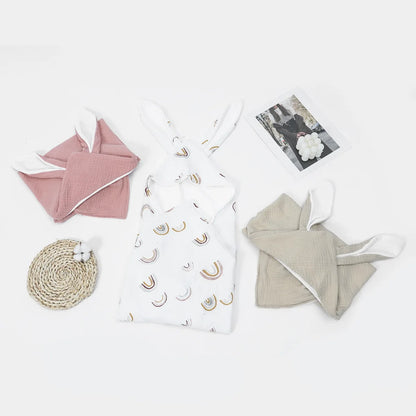 Baby Cotton Hooded Bath Towels Rabbit Ears Cloth Towel Cloak Beach Bathrobe Soft Wrap Blanket for Infants Newborn Boys Girls