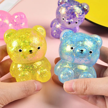 Fidget Bear Toy Squishys Glitter Gummy Bear Small Cute Animal Anti Stress Fidget Splat Decompressions Vent Squeeze Toys