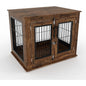 Garvee Wooden Dog Crate Furniture 80×60×66cm, Rustic Brown Pet Kennel with Openable Top and Double Lockable Doors, Bite Resistant Escape Proof Indoor Dog House Side Table