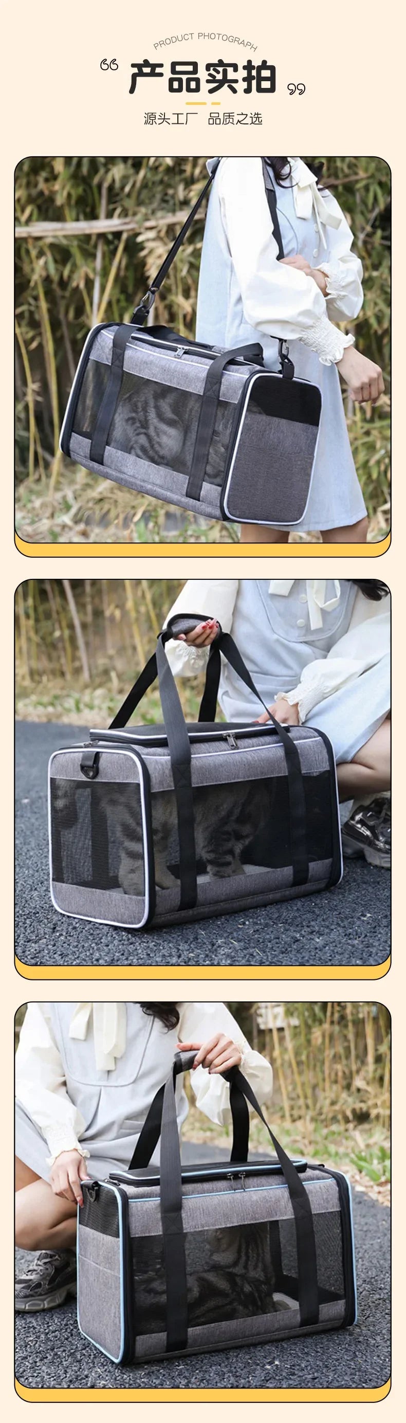 Large Capacity Mesh Breathable Pet Bag Outdoor Portable Cat Backpack Breathable Mesh Pet Travel Carrier Cats Daily Outdoor Use