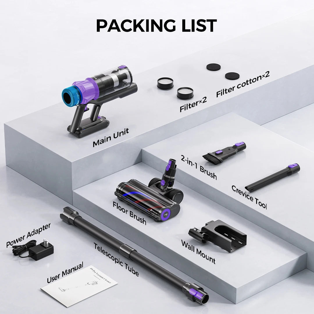 RedKey P9 Pro 650W 75KPA Suction Power Cordless Vacuum Cleaner 70 Mins Runtime Versatile Stick Vacuum for Home&Car Floor Cleaner