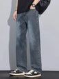 New Arrival American Vintage Wide Leg Elastic Denim Pants for Men Loose Straight Fit Flowy Versatile Casual Pants