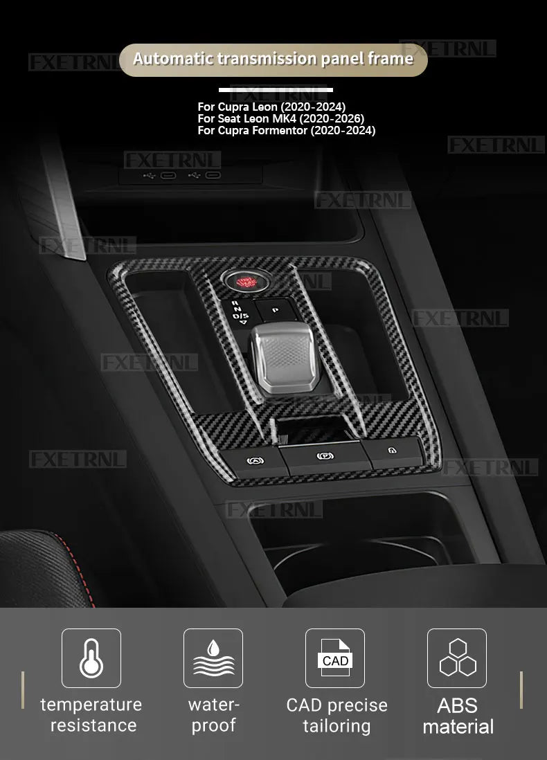 For Cupra Formentor 2020 2021 2022 2023 2024 2025 2026 Seat Leon MK4 Cupra Leon Carbon Fiber Style Automatic Car Gear ABS Trim