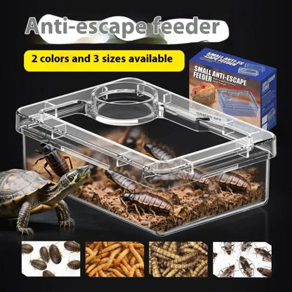 【E】Pet Reptile Lizard Turtle Transparent Feeder Anti-escape Food Bowl Worm Live Container Reptile Pet Bowls Feeder Pet Supplies