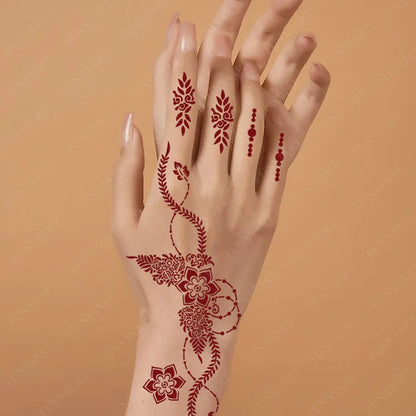 Flower Tattoo Stencil Reusable Henna Template for Hand and Body Henna Tattoo Design for Wedding Festival Party Tattoo Tools