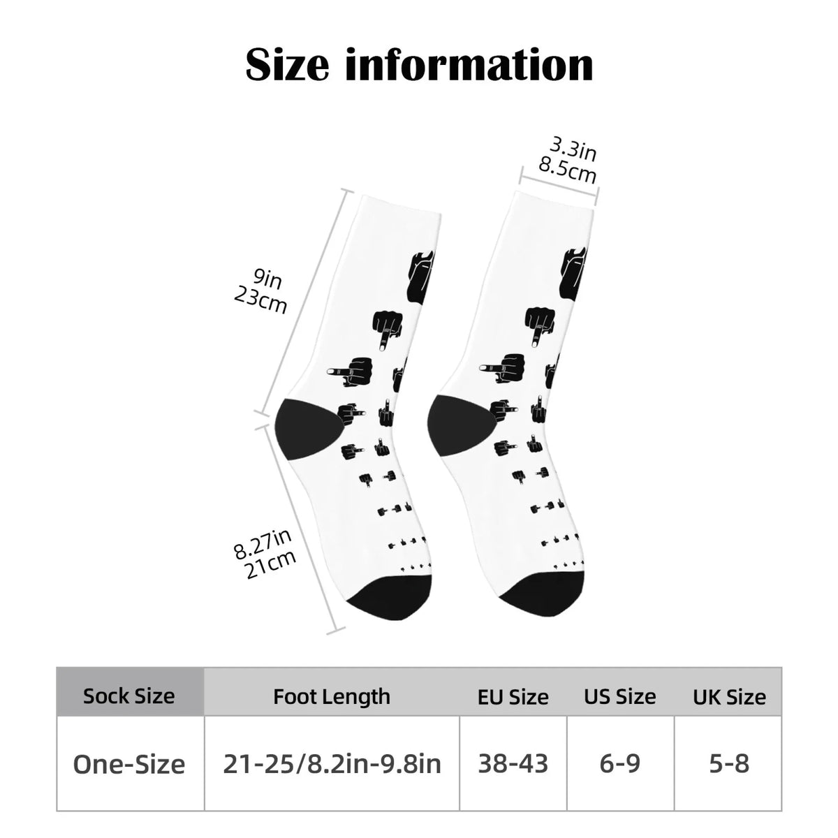 Funny Finger Art Men's Socks Novelty Street Harajuku Hip Hop Style Compression Socks Casual Fashion Crazy Party Happy Socks Gift