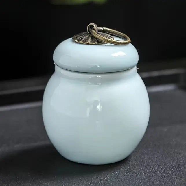 C18 Mini Ceramic Memorial Pet Urn Portable Airtight Container for Dog Cat Ashes Pet Hair Tiny Keepsake Storage Memorials Gifts