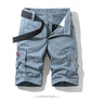 2025 New Summer men's fashionable multi pocket workwear shorts thin casual and fashionable denim multi pocket shorts