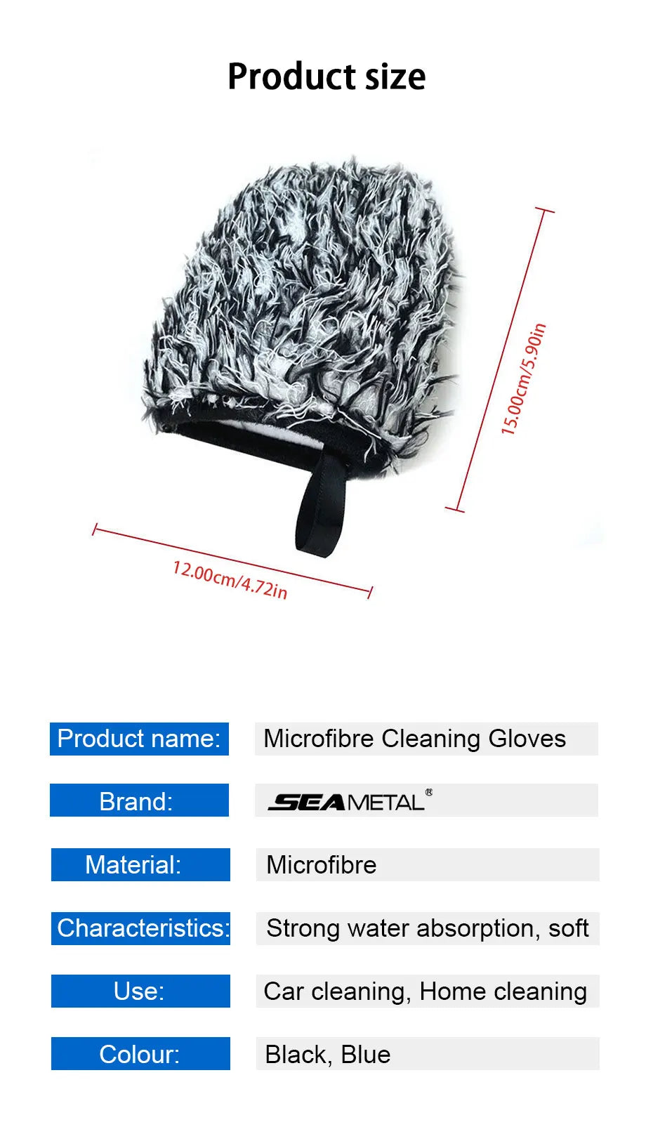 SEAMETAL Non Slip Microfiber Wheel Brush Mitt Premium Plush Car Wash Wheels Brushes for Car Rims Spokes Wheel Barrel Cleaning