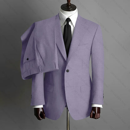 Fashion Gray Men Suits High-end Single Breasted Wedding Tuxedo Business Casual Office Male Suit Slim 2 Piece (Blazer+Pants)