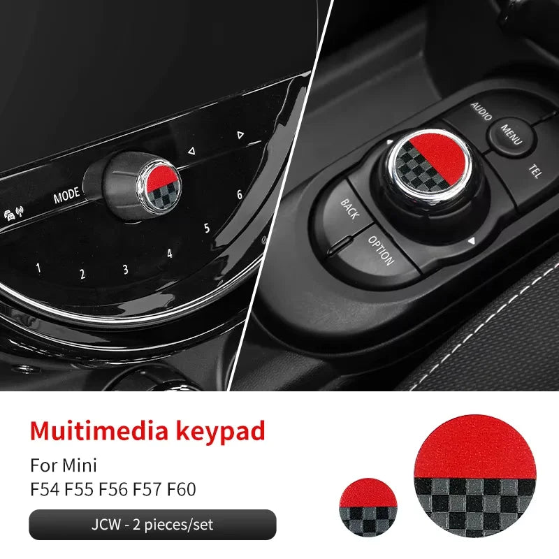 Central Control Volume Multimedia Button Knob Sticker for MINI Cooper F55 F56 F57 F60 Countryman Leather Car Interior Styling