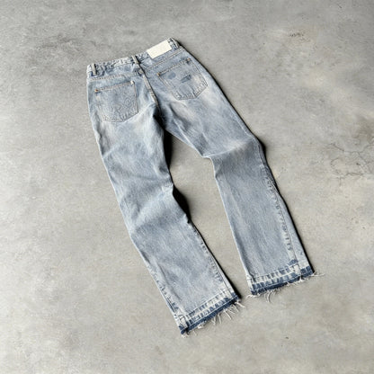 Y2K Vintage Slim Fit Jeans Trendy Washed Men Women Harajuku Hip Hop Straight Leg Pants Gothic Fringed Casual Micro Flared Pants