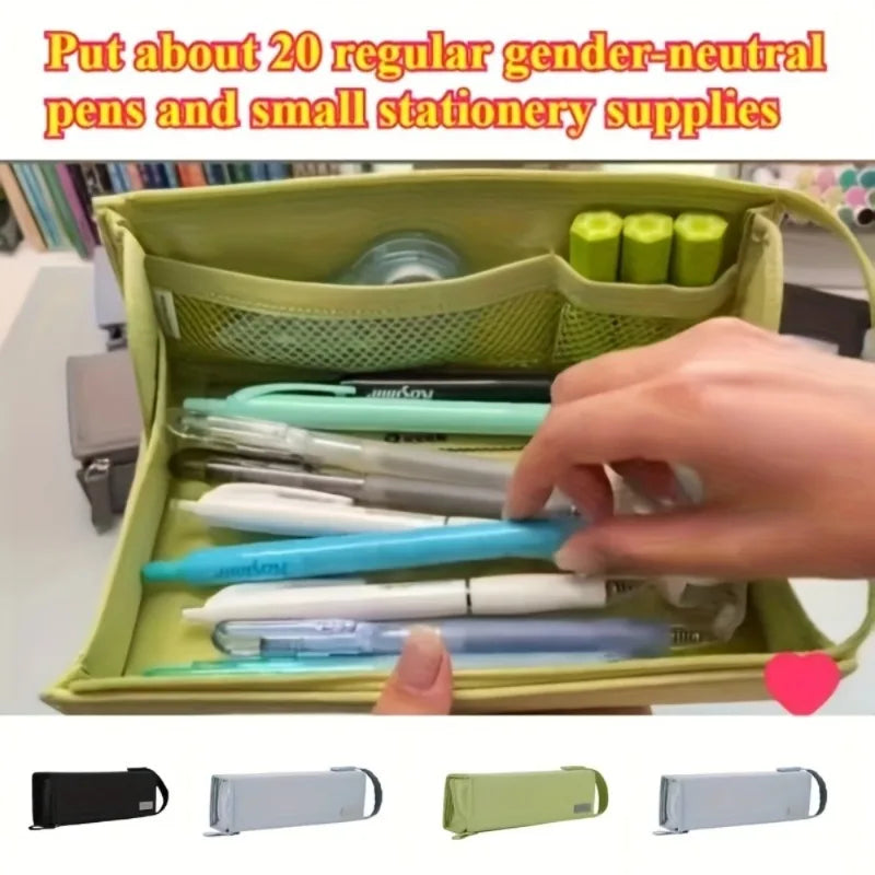 Mega Pencil Case! 20+ Slots & Mesh Pockets. Rigid Non-Bend + 90° Zipper. All-in-One for School/Travel