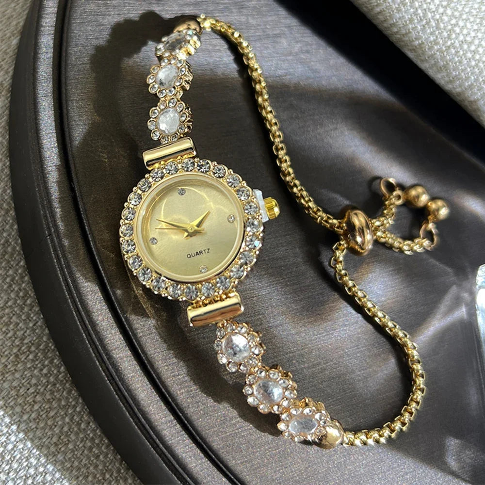 Fashion Rhinestone Women Watches Diamond Flowers Bracelet Ladies Quartz Wristwatch