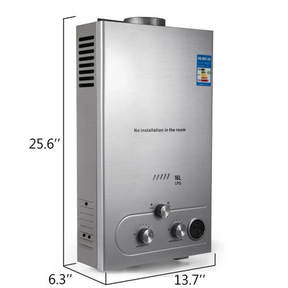 LPG 6L/8L/10L/12L/16L/18L Wasser Heizung 36KW Instant Liquefied Petroleum Gas Wasser heizung Edelstahl Kessel Kit Portable