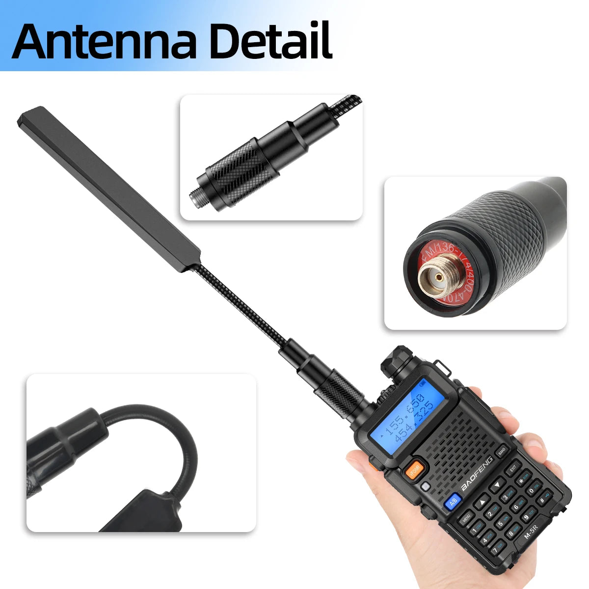 ABBREE AR-188 Gooseneck Tactical Antenna VHF UHF SMA-Female for Baofeng Walkie Talkie UV-5R 5RH 13 17 21 PRO Quangsheng UV-K5(6)